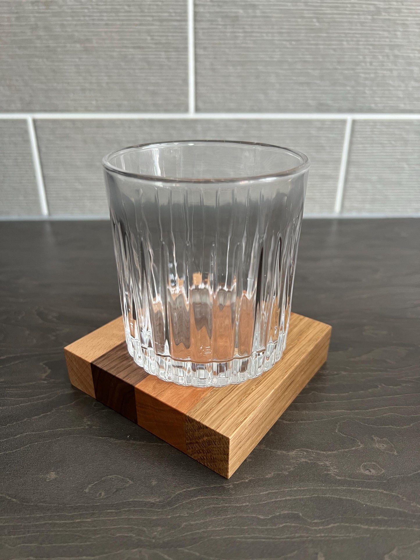 Set of 4 Solid Square Mixed Hard Wood 'Chunky' Handmade Coasters, ideal gift for new home/wedding/anniversary