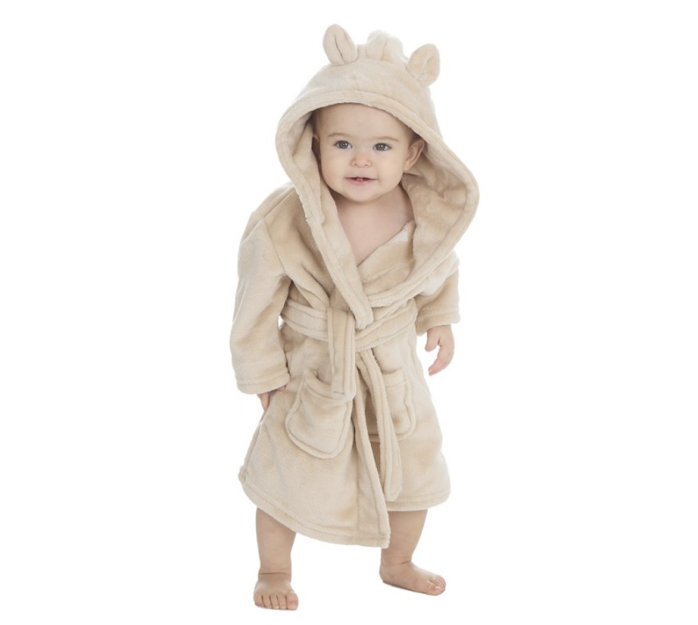 Childrens Caramel Hooded Dressing Gown