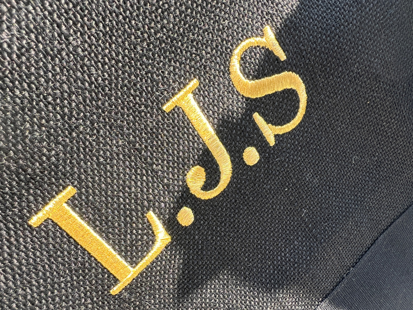 Embroidered Black Jute Tote/Shopping Bag with Leather Handles