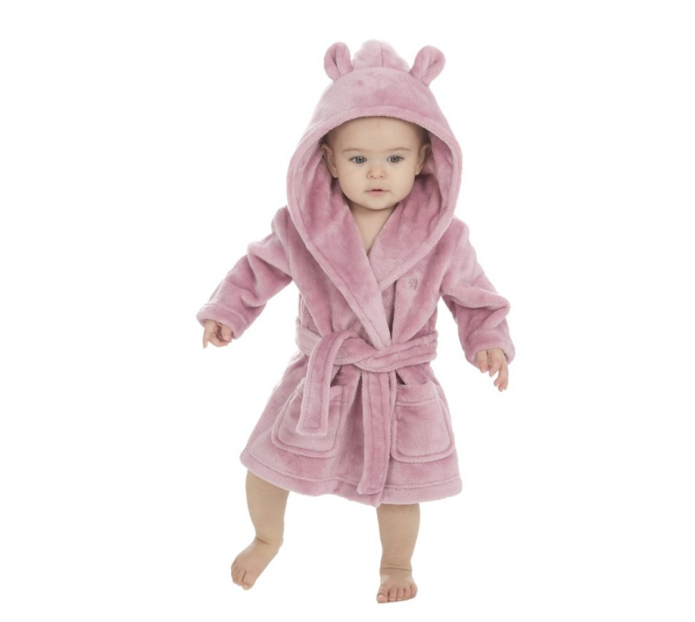 Childrens Dusky Pink Hooded Dressing Gown