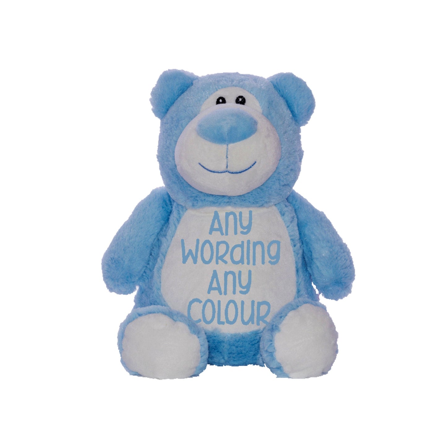 Cubbies Blue Bear, Plush Toy, Personalised with embroidery wording of your choice, Free p&p ideal gift for any age