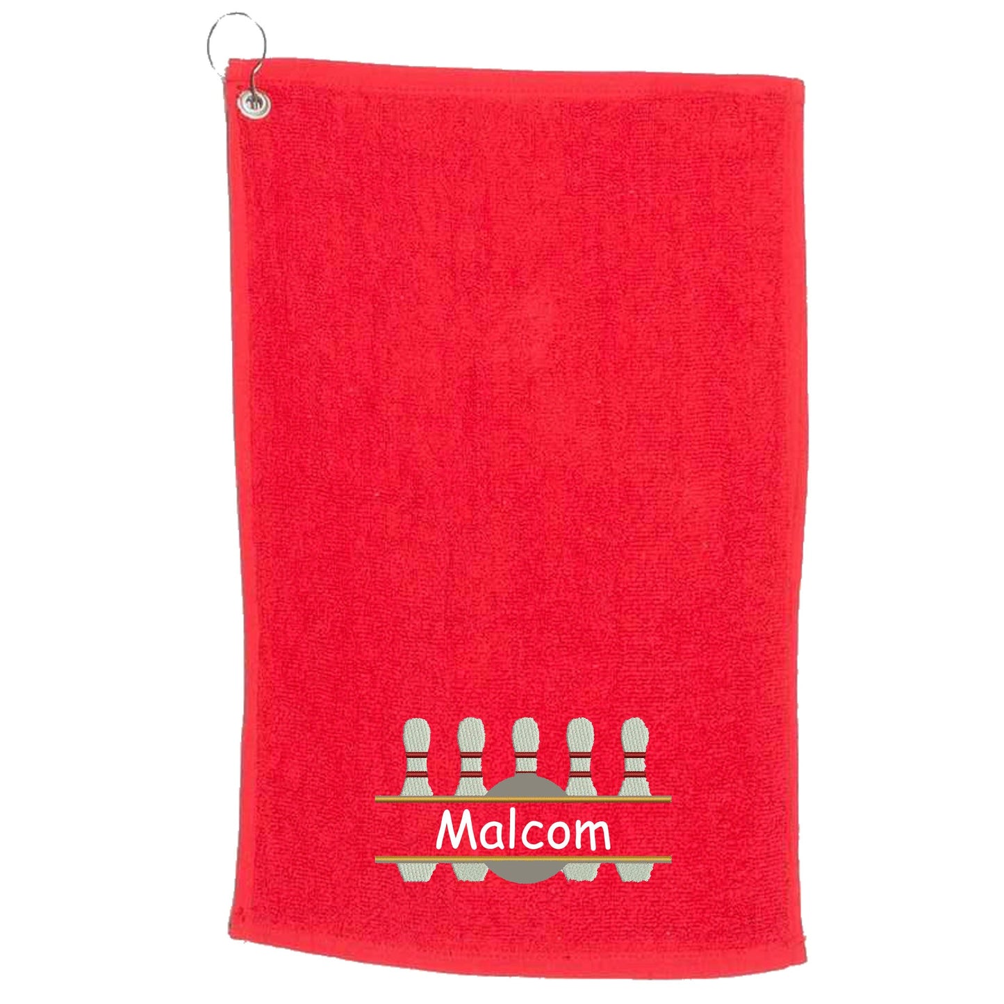 Personalised Embroidered Initials 10 Pin Bowling Towel - Bowling Gift Personalised. 5 Colours To Choose