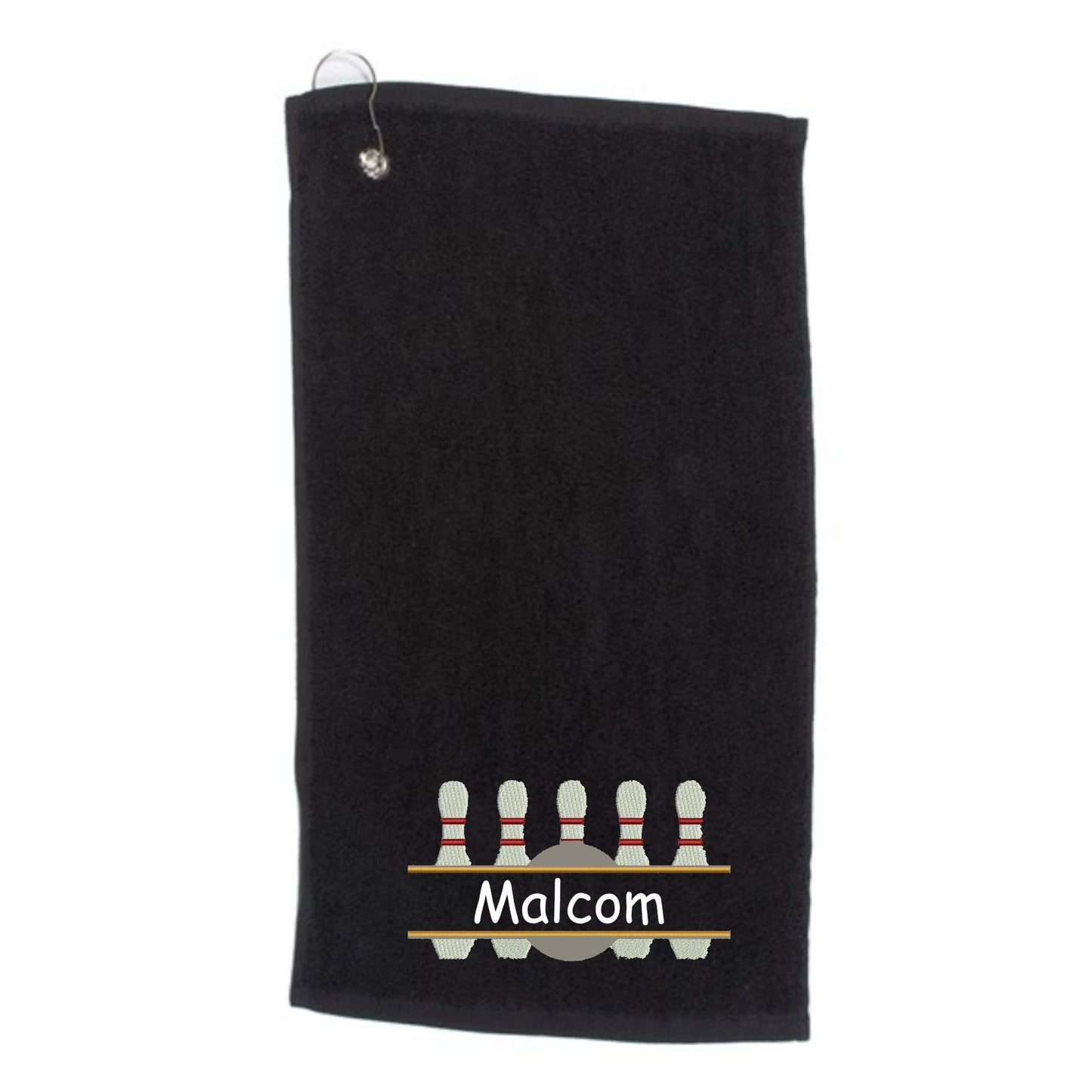 Personalised Embroidered Initials 10 Pin Bowling Towel - Bowling Gift Personalised. 5 Colours To Choose