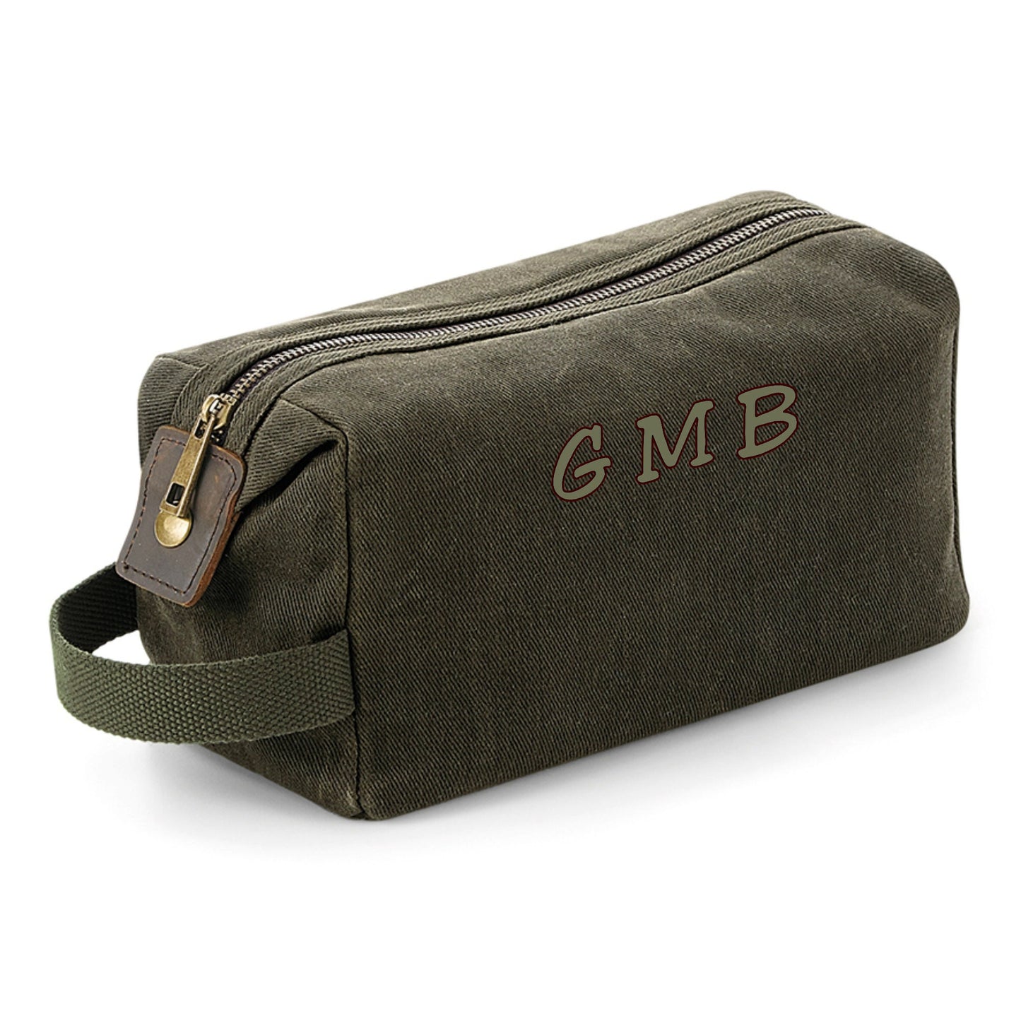 Personalised Wash Bag Waxed Canvas Toiletry Bag with Embroidered Initials or Name Free P&P