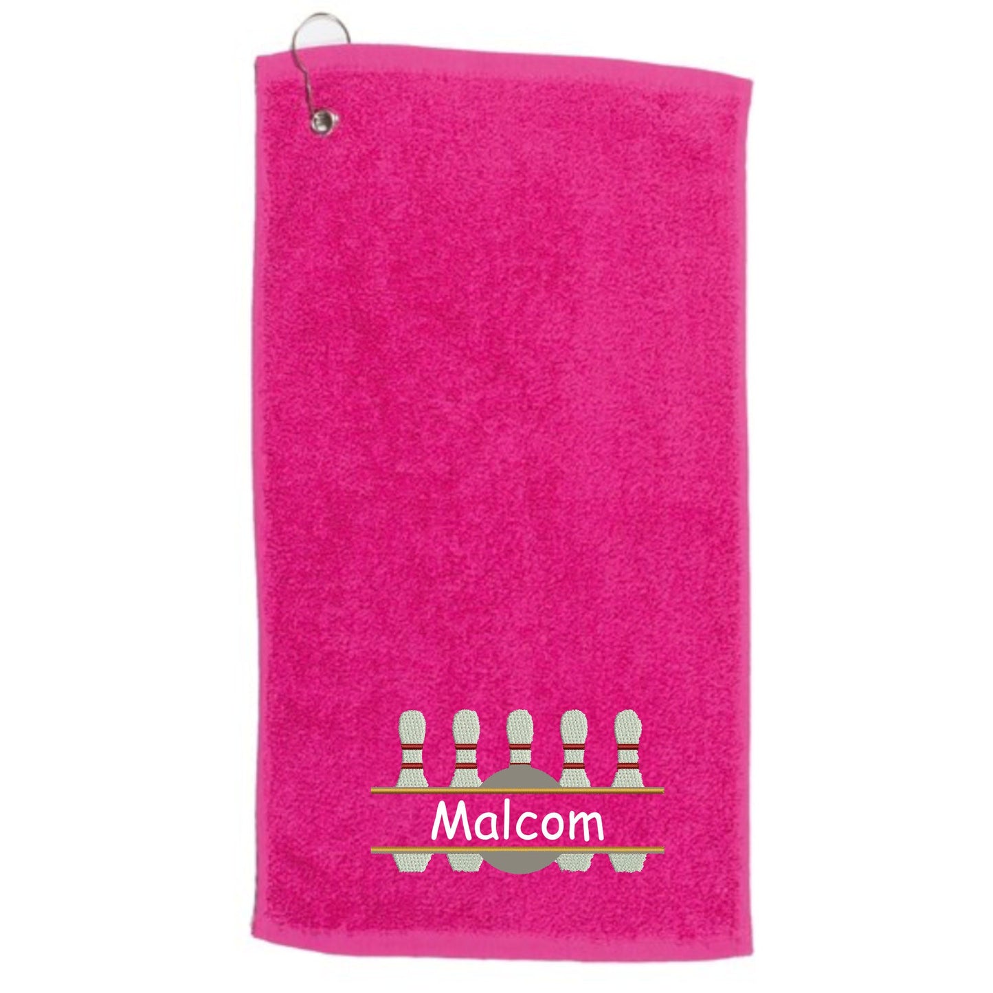 Personalised Embroidered Initials 10 Pin Bowling Towel - Bowling Gift Personalised. 5 Colours To Choose