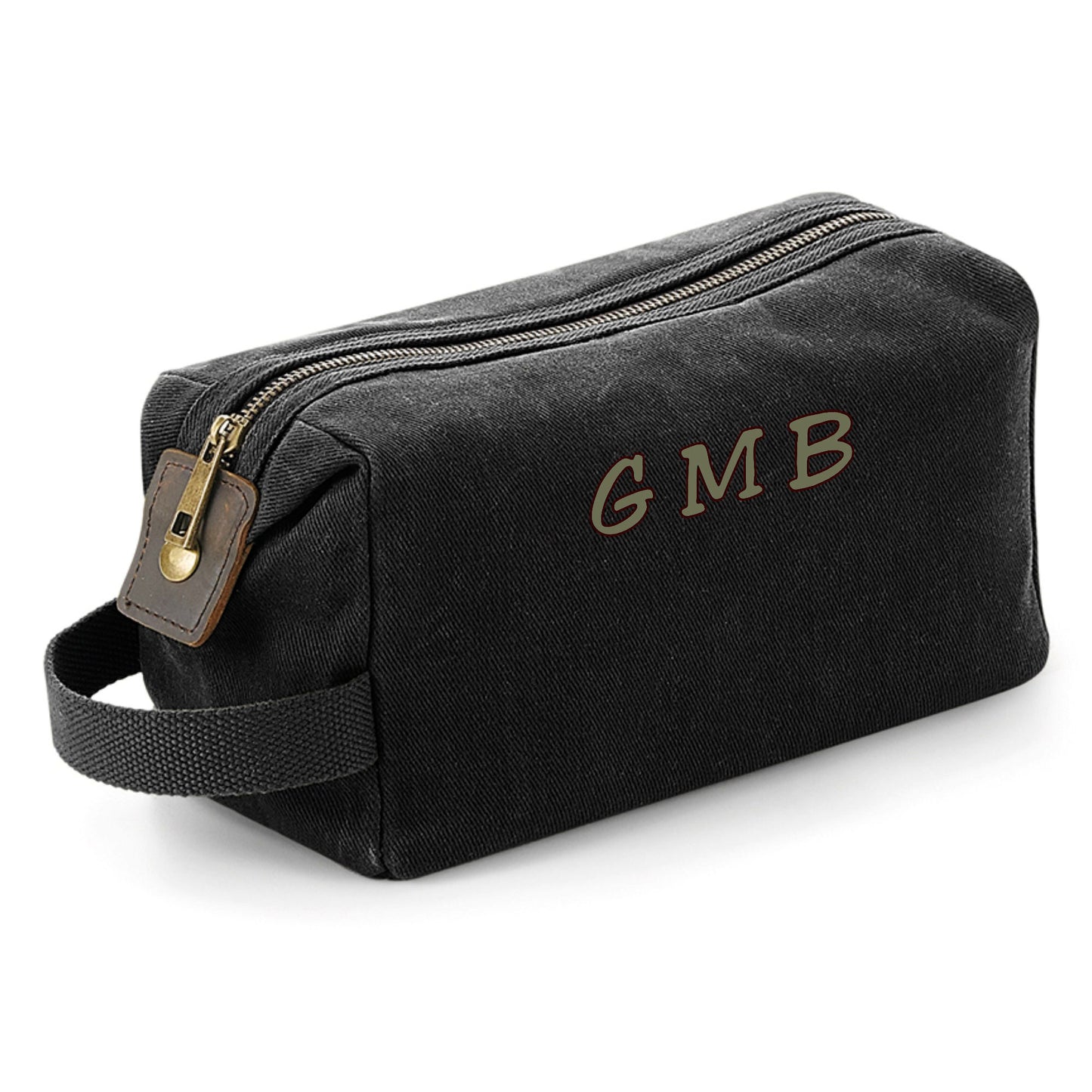 Personalised Wash Bag Waxed Canvas Toiletry Bag with Embroidered Initials or Name Free P&P