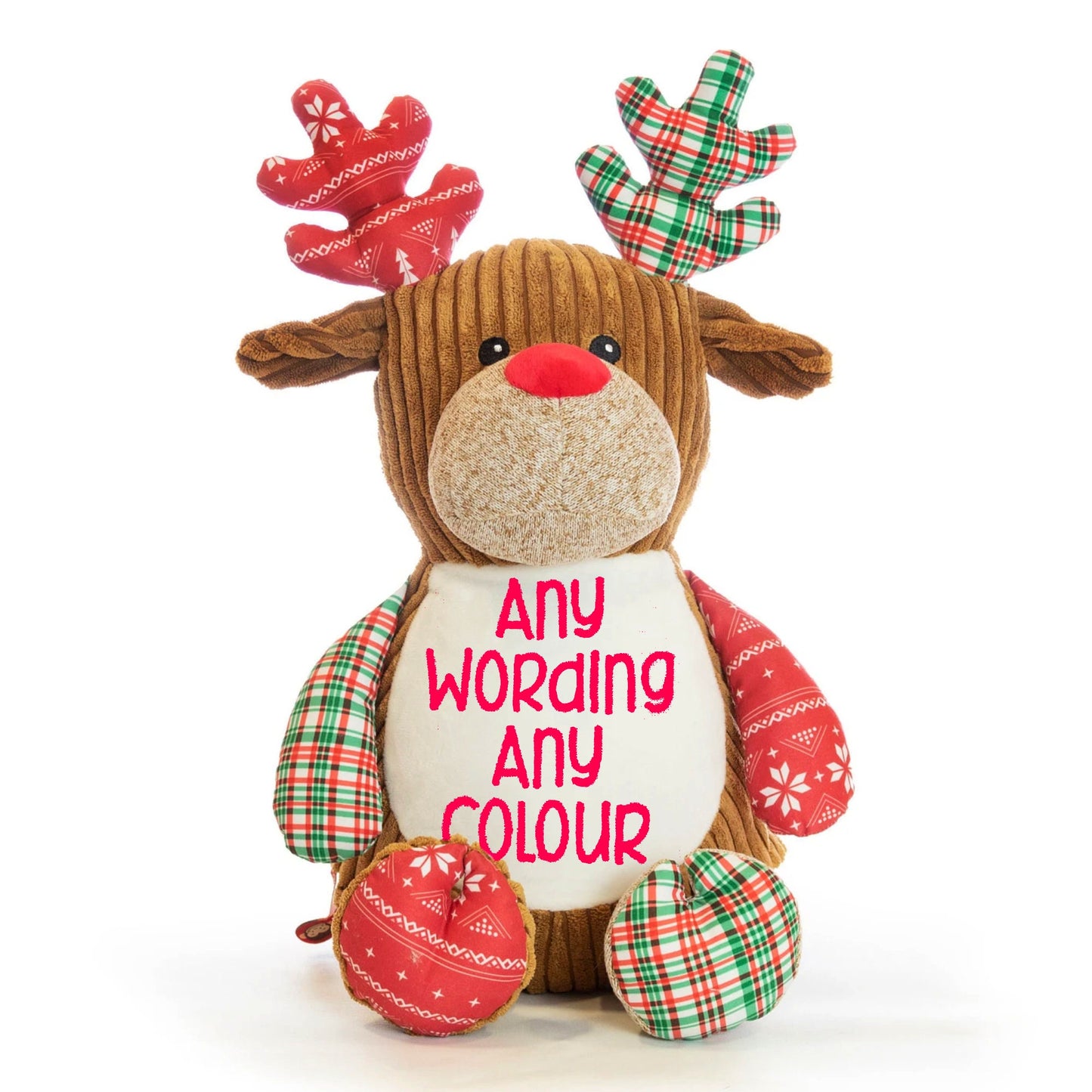 Cubbies Christmas Reindeer Baby Sensory, Plush Toy, Personalised with embroidery