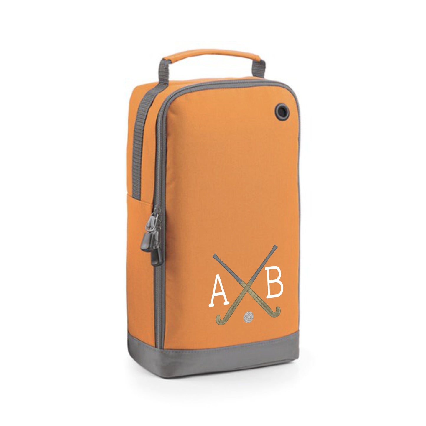 Hockey Shoe Bag Personalised With Embroidered Initials - Monogrammed Hockey Sticks Logo