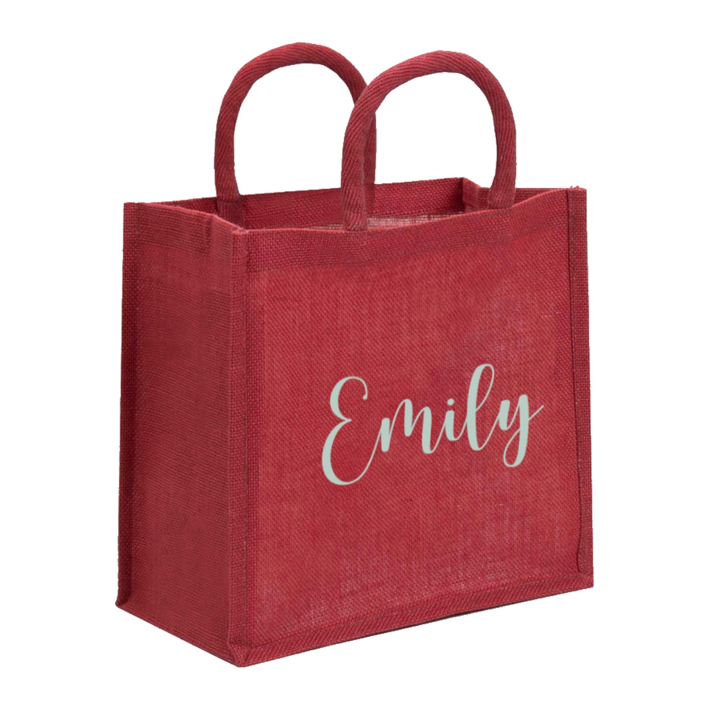 Red Jute Gift Bag with Embroidered Personalisation