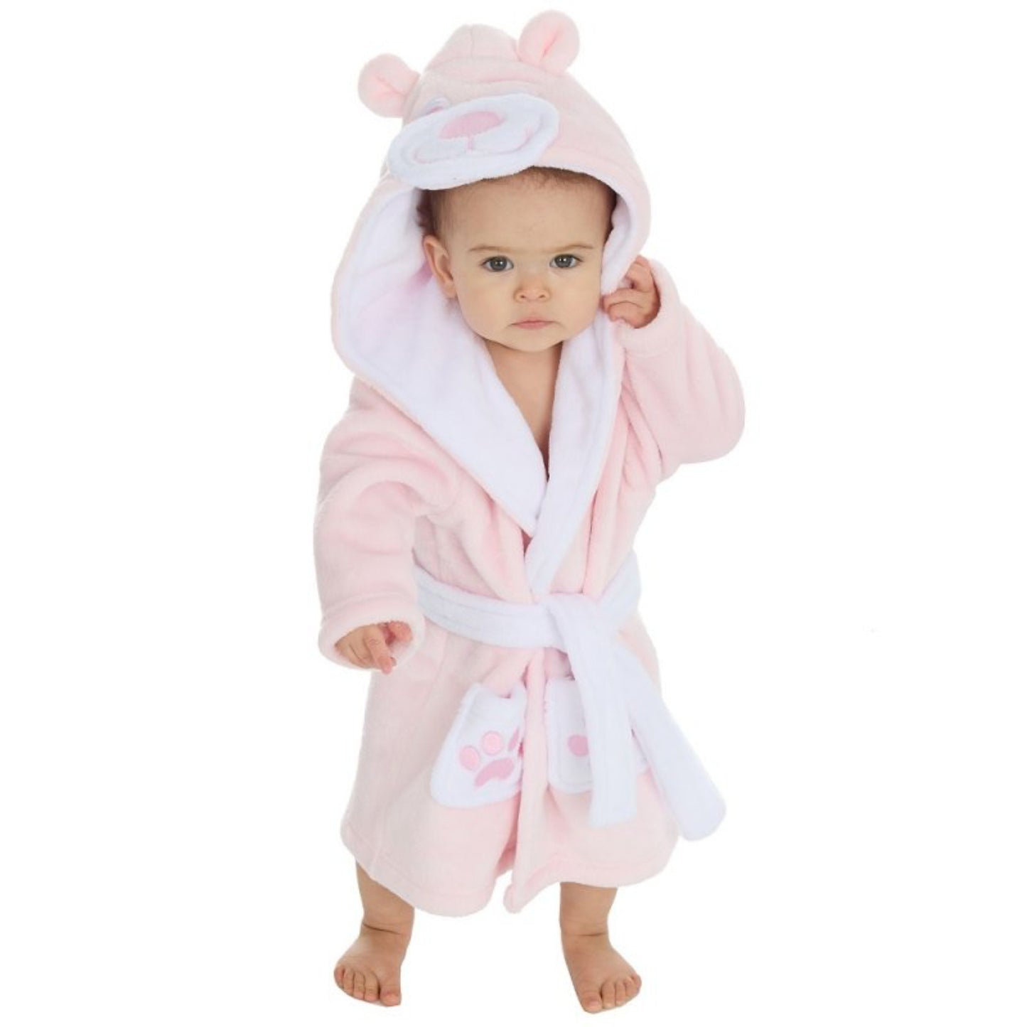Personalised Embroidered Baby Dressing Gown Robe Pink Teddy Present Birthday Toddler Christmas. Free Delivery