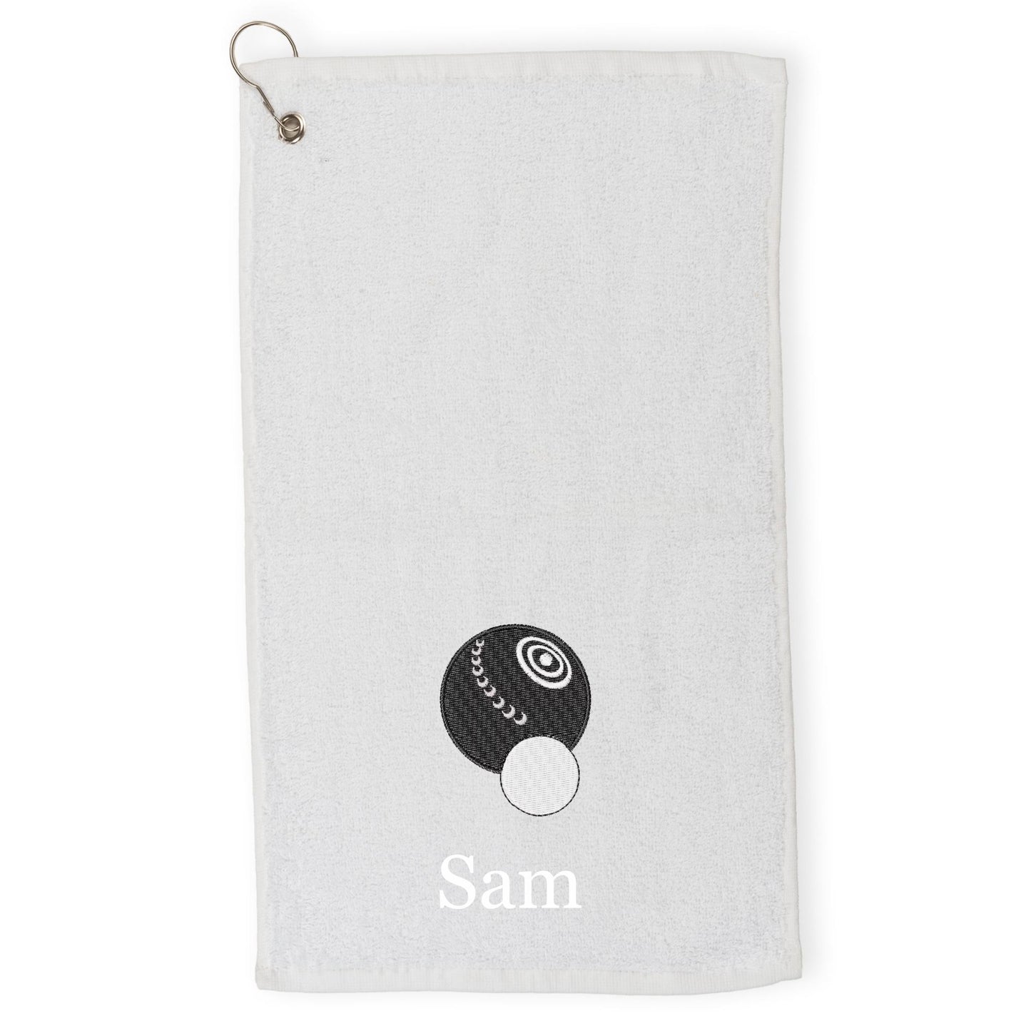 Personalised Embroidered Name Crown Green Bowling Towel - Gift/Valentine/Mothers/Fathers/Birthday