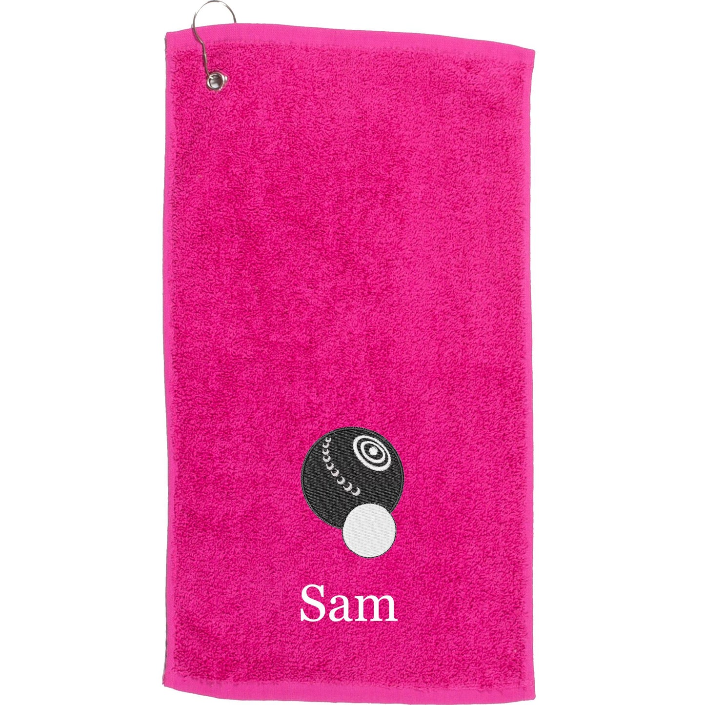 Personalised Embroidered Name Crown Green Bowling Towel - Gift/Valentine/Mothers/Fathers/Birthday