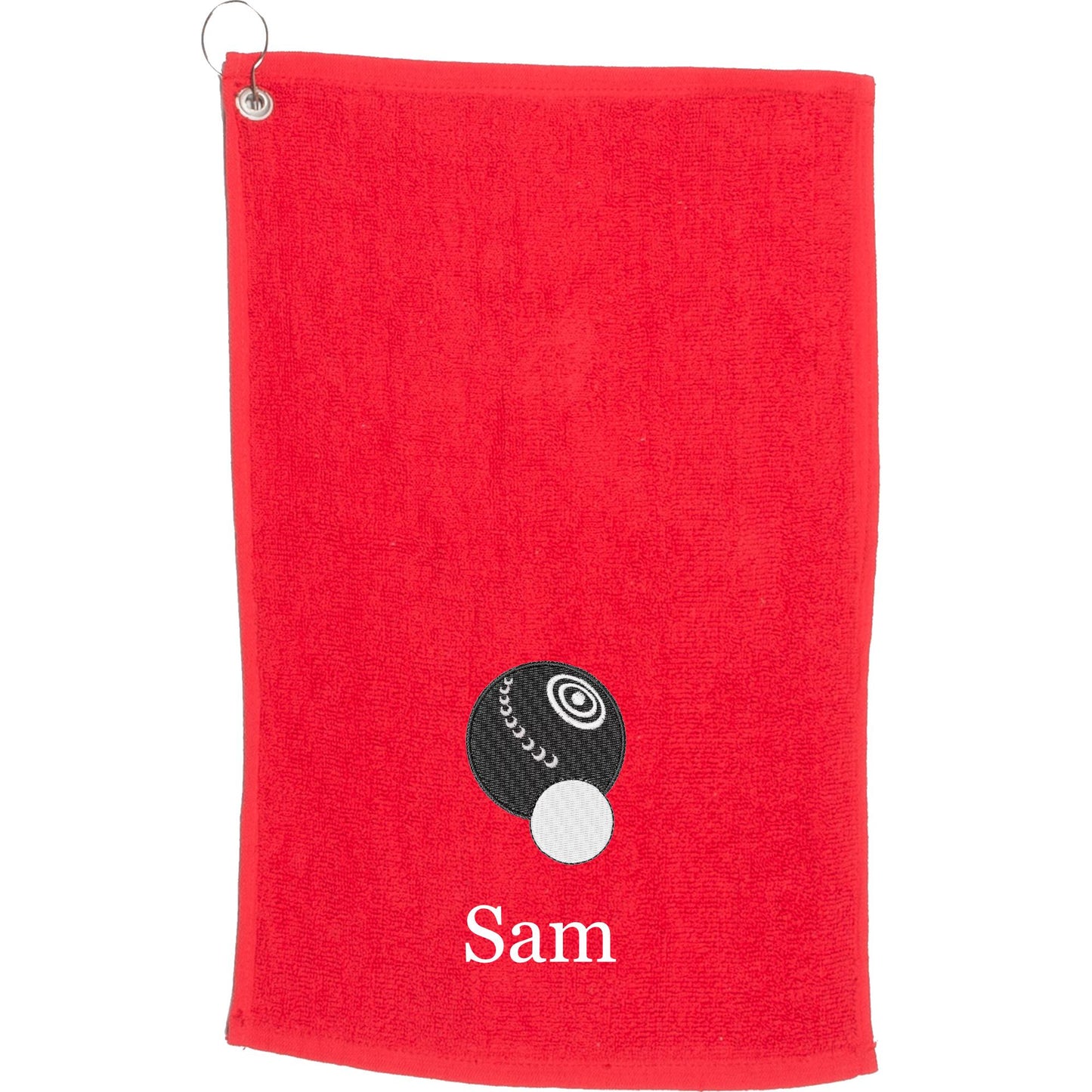 Personalised Embroidered Name Crown Green Bowling Towel - Gift/Valentine/Mothers/Fathers/Birthday