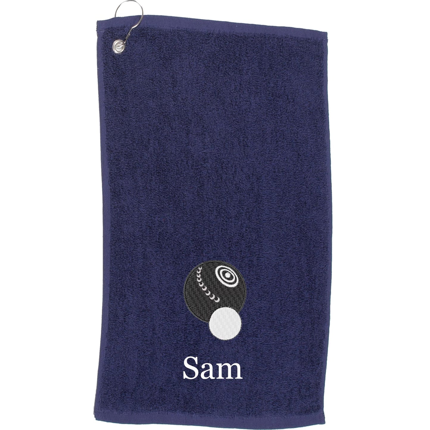 Personalised Embroidered Name Crown Green Bowling Towel - Gift/Valentine/Mothers/Fathers/Birthday