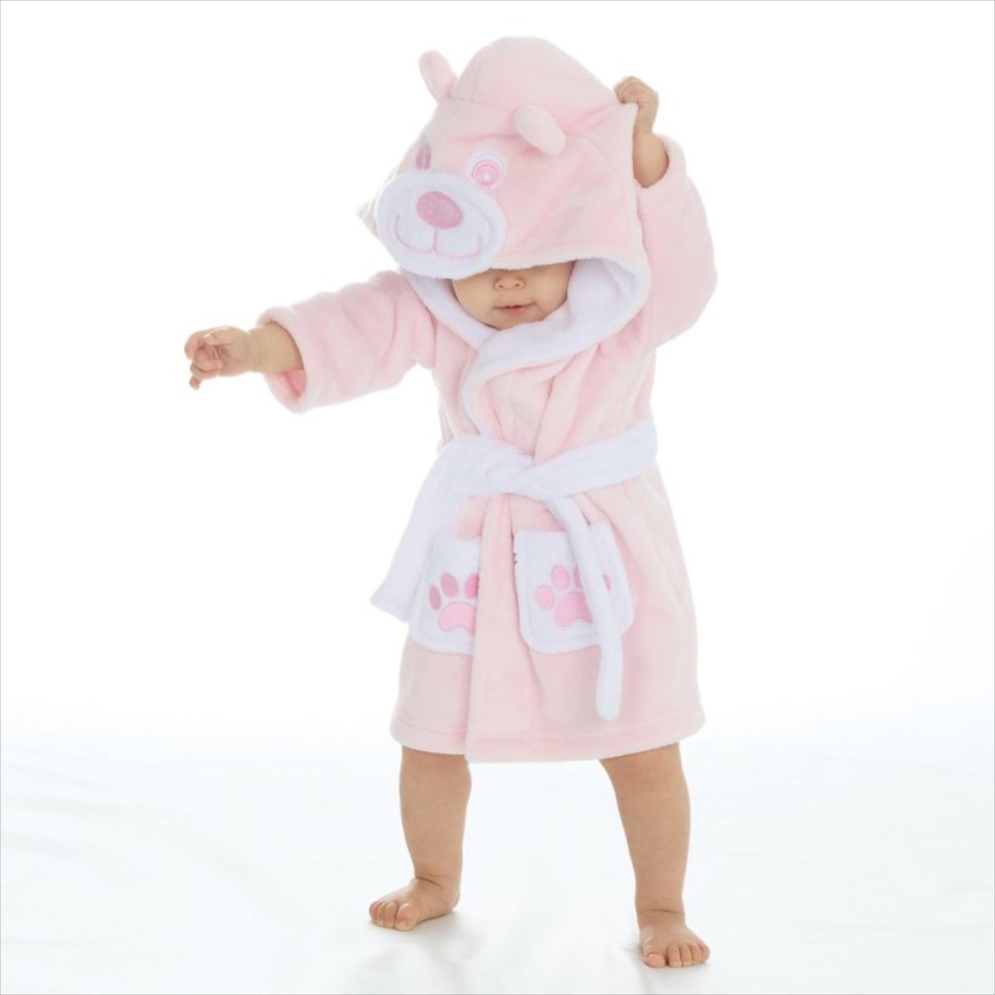 Personalised Embroidered Baby Dressing Gown Robe Pink Teddy Present Birthday Toddler Christmas. Free Delivery