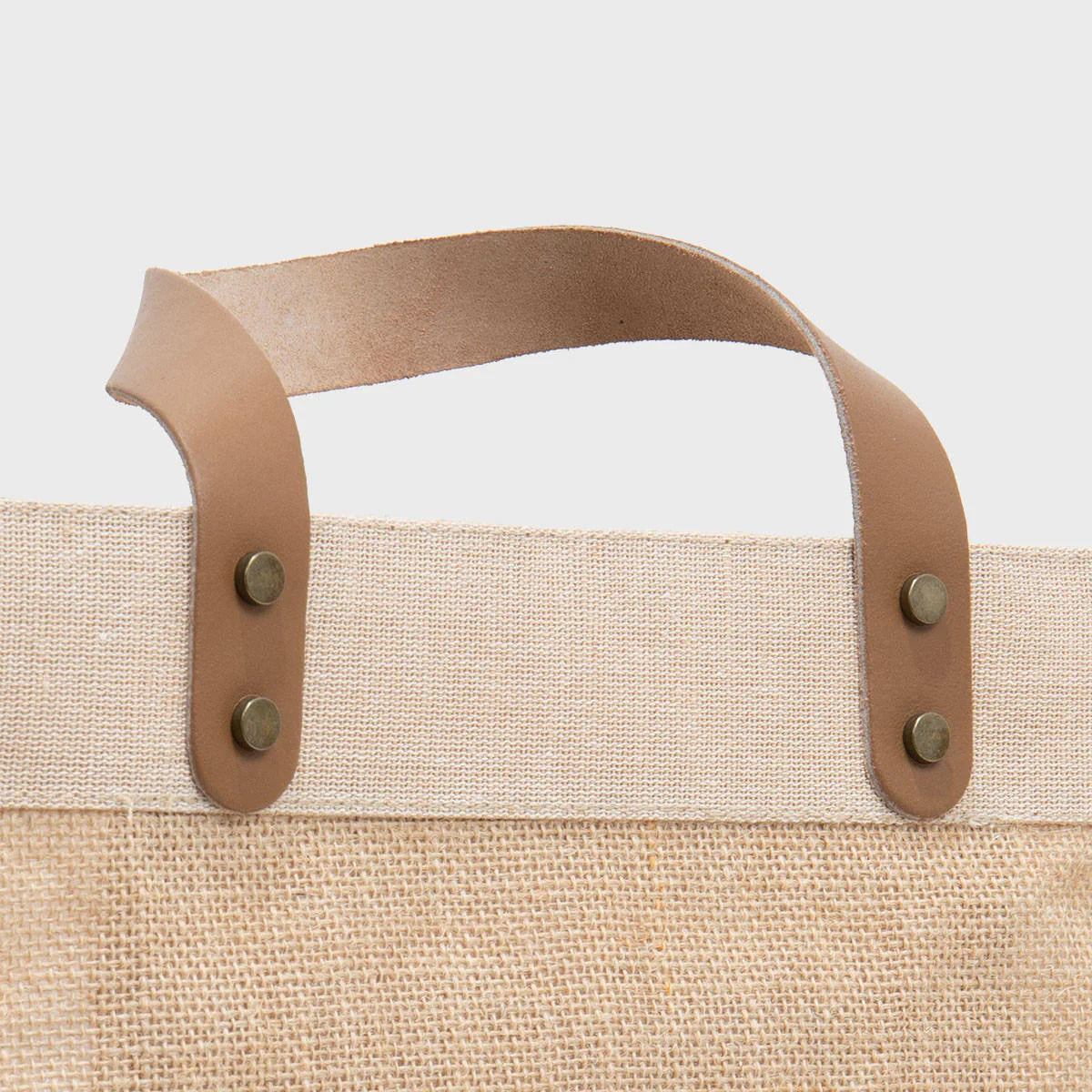 Embroidered Natural Jute Tote/Shopping Bag with Leather Handles