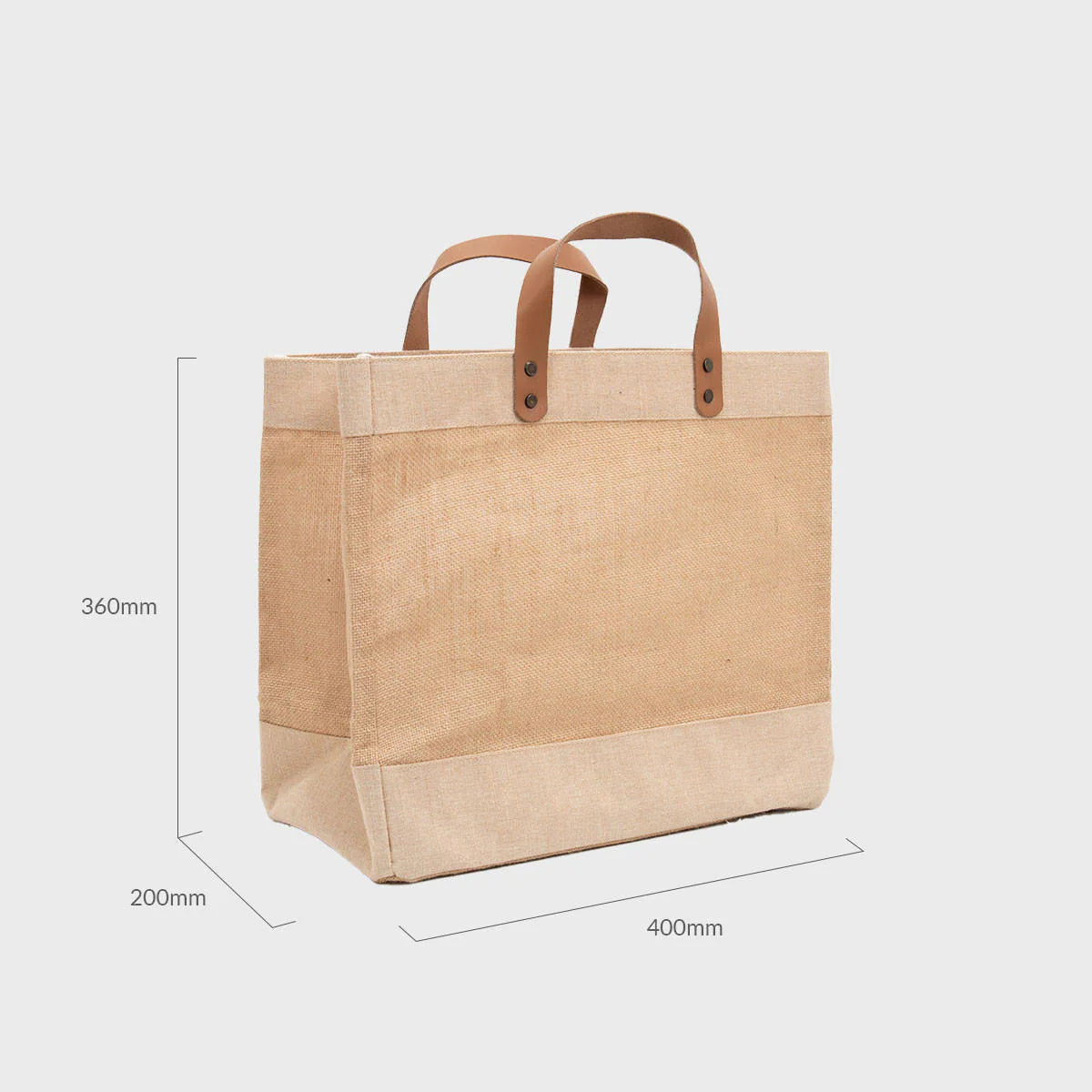 Embroidered Natural Jute Tote/Shopping Bag with Leather Handles