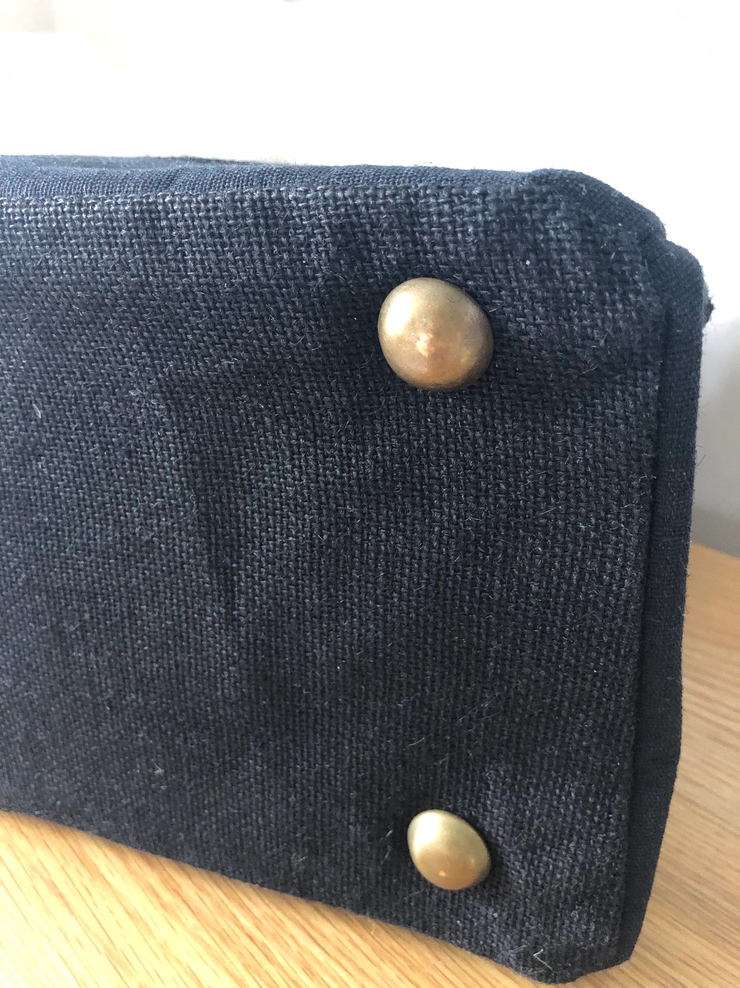 Embroidered Black Jute Tote/Shopping Bag with Leather Handles