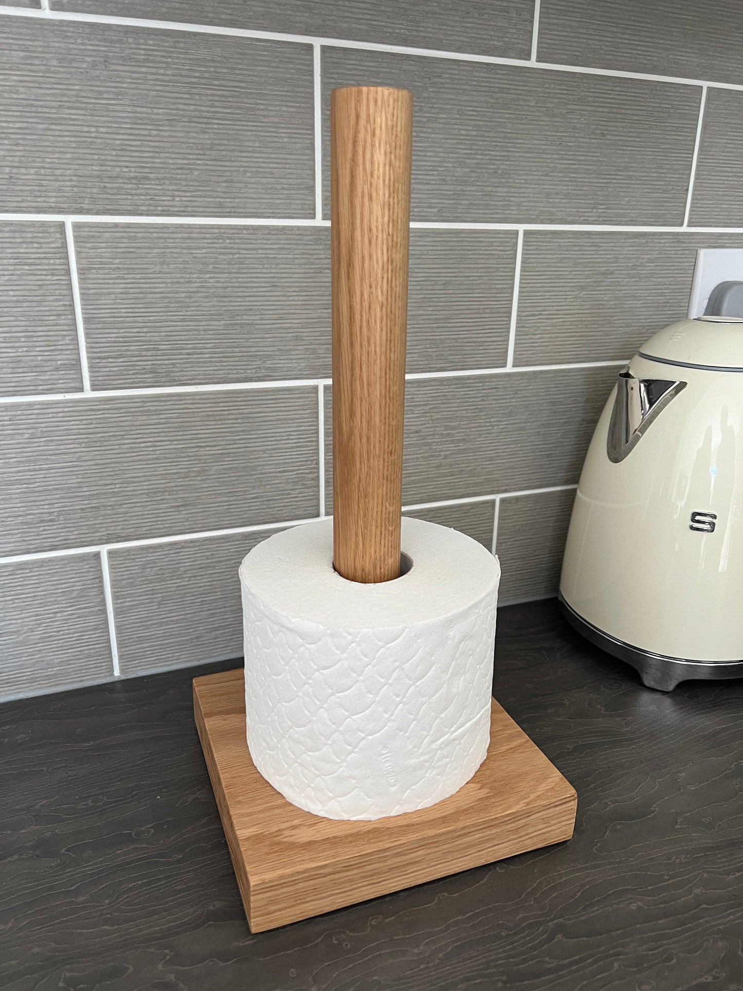 Solid Extra 'Chunky' Oak Square Kitchen Roll Holder / Toilet Roll Holder