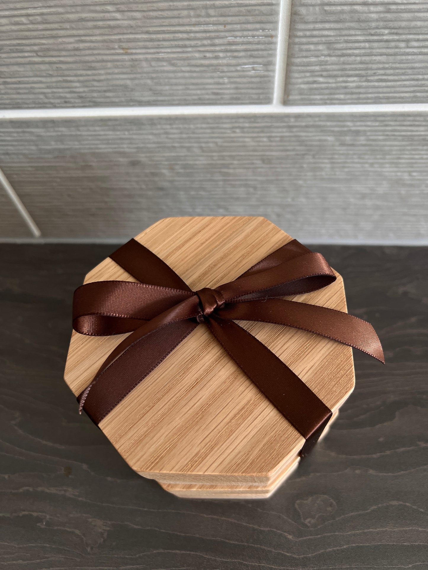Set of 4 Solid Octagonal shape Oak 'Chunky' Handmade Coasters, ideal gift for new home/wedding/anniversary