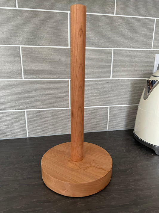 Solid American Cherry Round Kitchen Roll Holder / Toilet Roll Holder