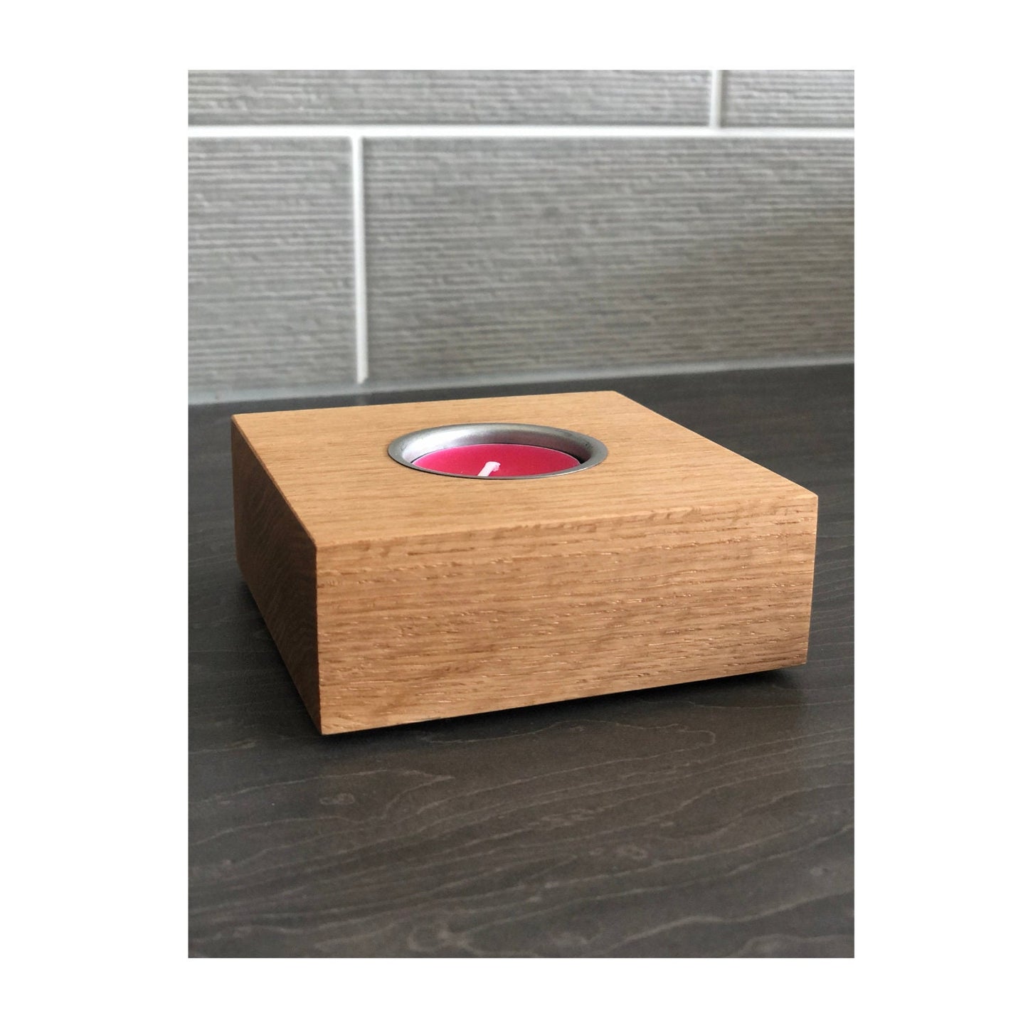 1, 2 or 3  Candle Tea light Holder, Solid American Oak With Chrome Insert, Handmade