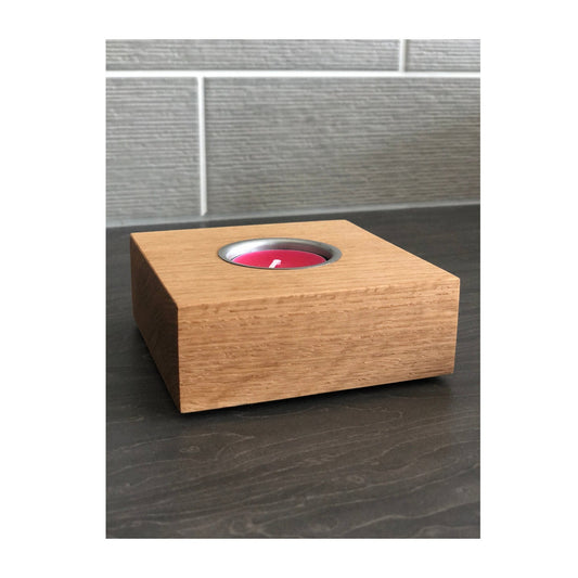 1, 2 or 3  Candle Tea light Holder, Solid American Oak With Chrome Insert, Handmade