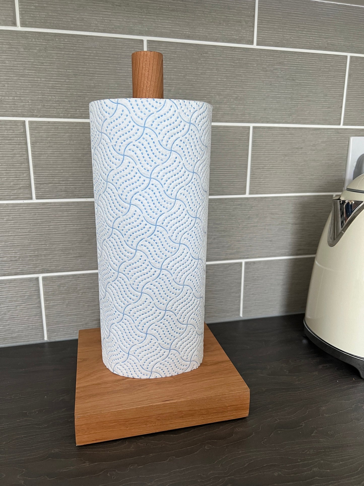 Chunky American Cherry Square Kitchen Roll Holder / Toilet Roll Holder