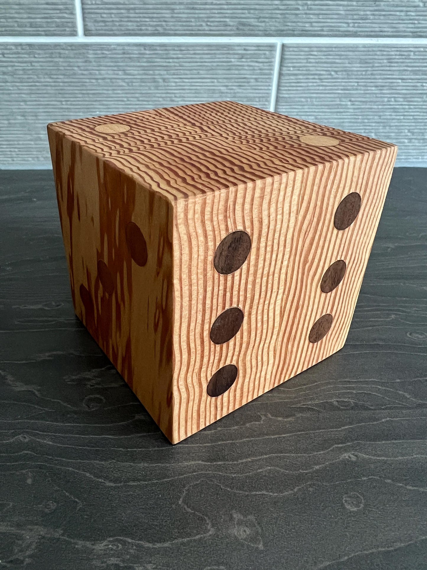 Solid Chunky Douglas Fir with mixed timber Pelleted Spots 8mm x 85mm x 85mm paperweight/home decor idea new home gift