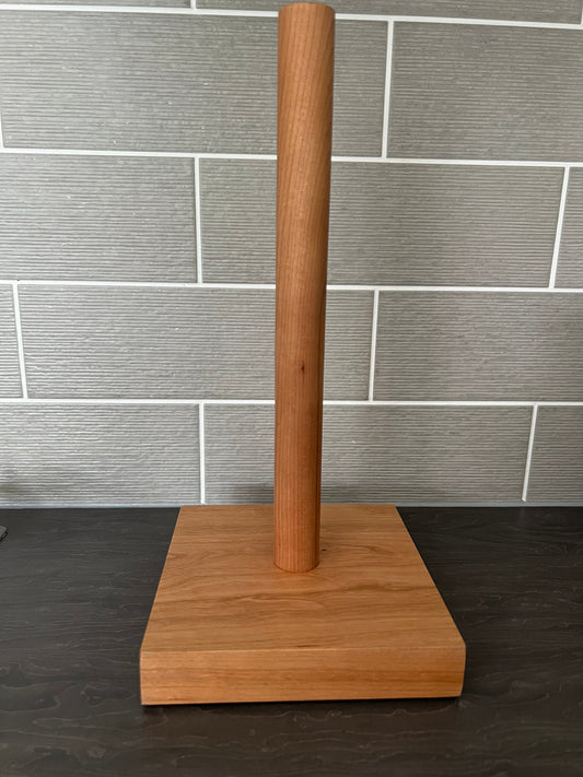 Chunky American Cherry Square Kitchen Roll Holder / Toilet Roll Holder