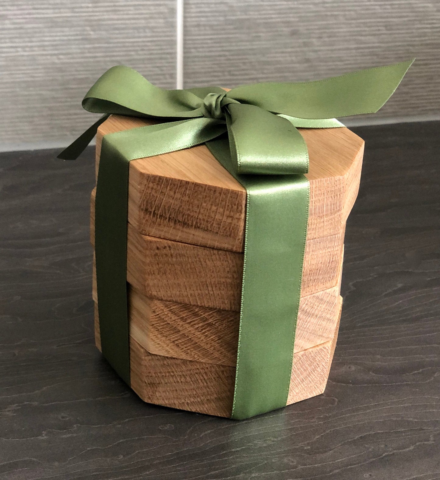 Set of 4 Solid Octagonal shape Oak 'Chunky' Handmade Coasters, ideal gift for new home/wedding/anniversary