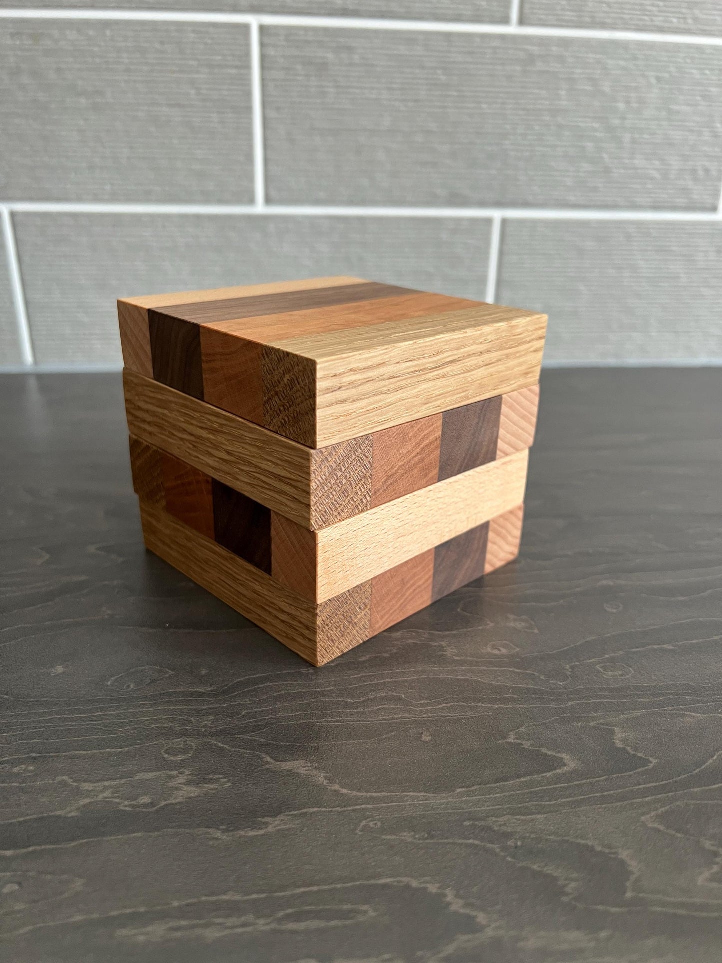 Set of 4 Solid Square Mixed Hard Wood 'Chunky' Handmade Coasters, ideal gift for new home/wedding/anniversary