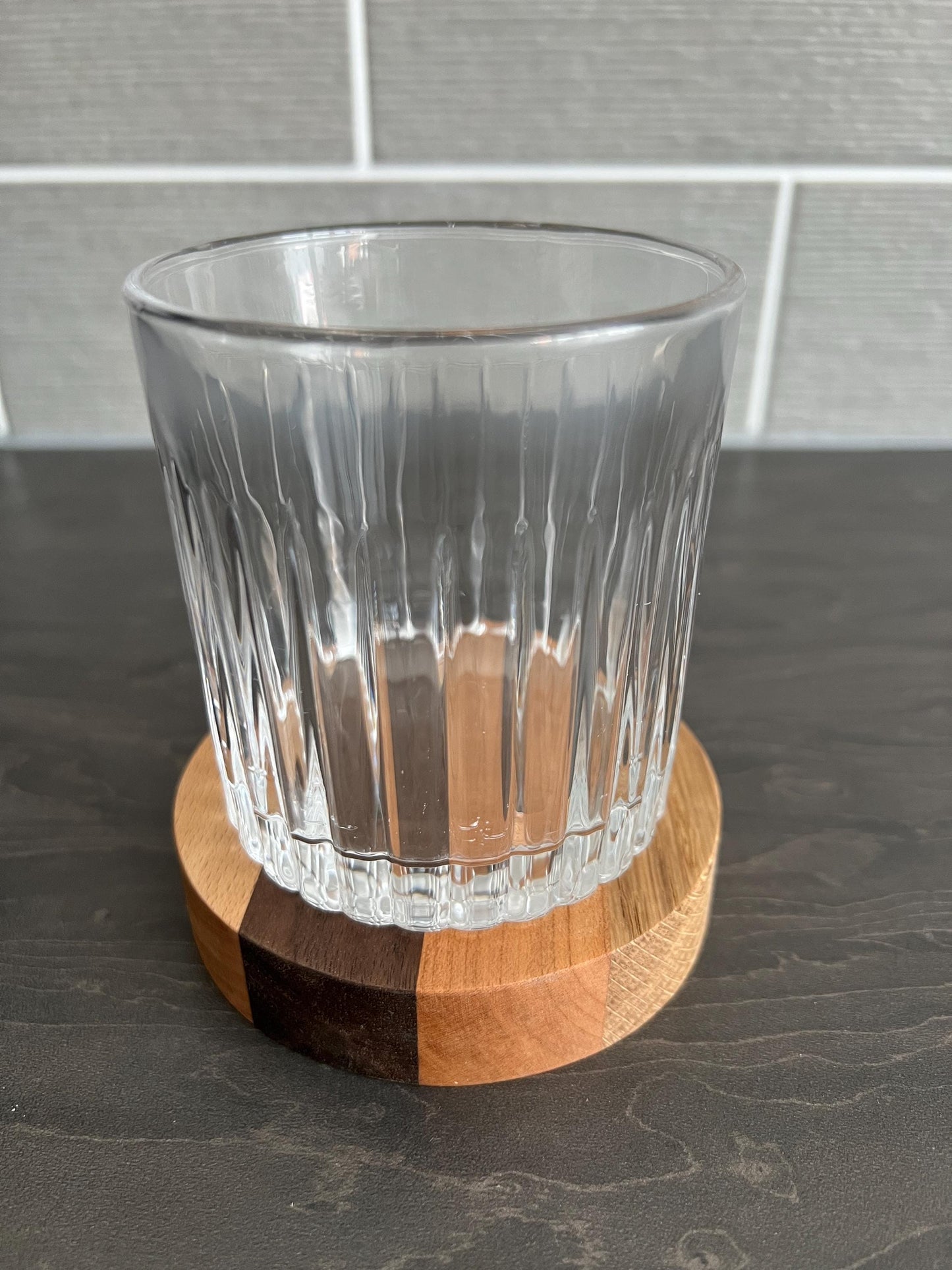 Set of 4 Solid Round Mixed Hard Wood 'Chunky' Handmade Coasters, ideal gift for new home/wedding/anniversary