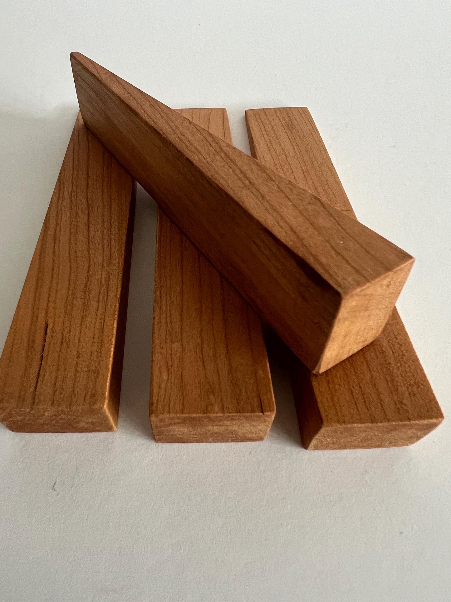 Solid American Cherry Wooden door wedges set of 4, one solid piece of American Cherry Handmade in the UK FREE P&P