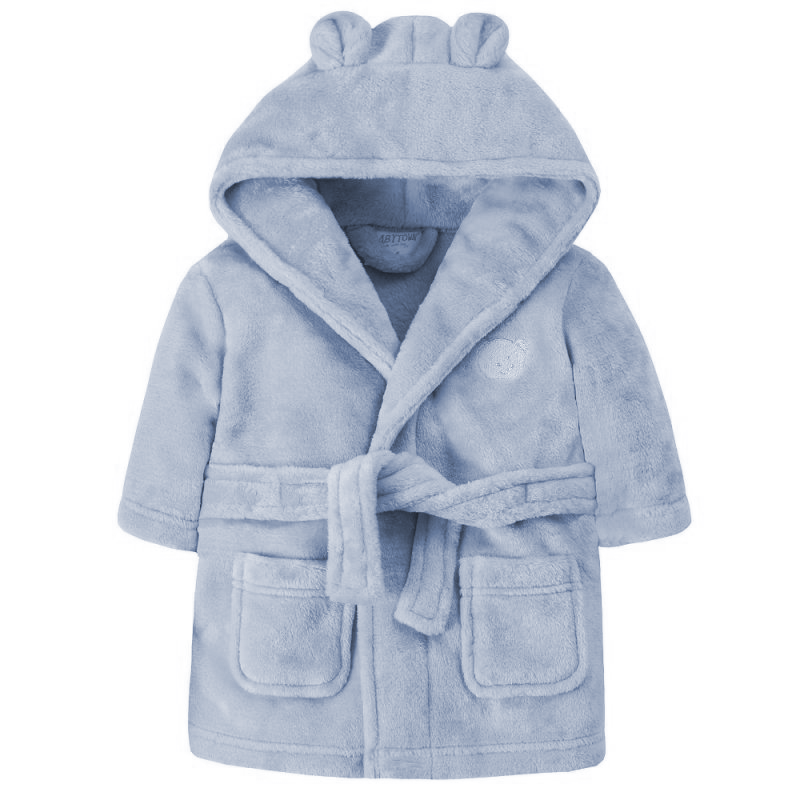 Childrens Dusky Blue Hooded Dressing Gown