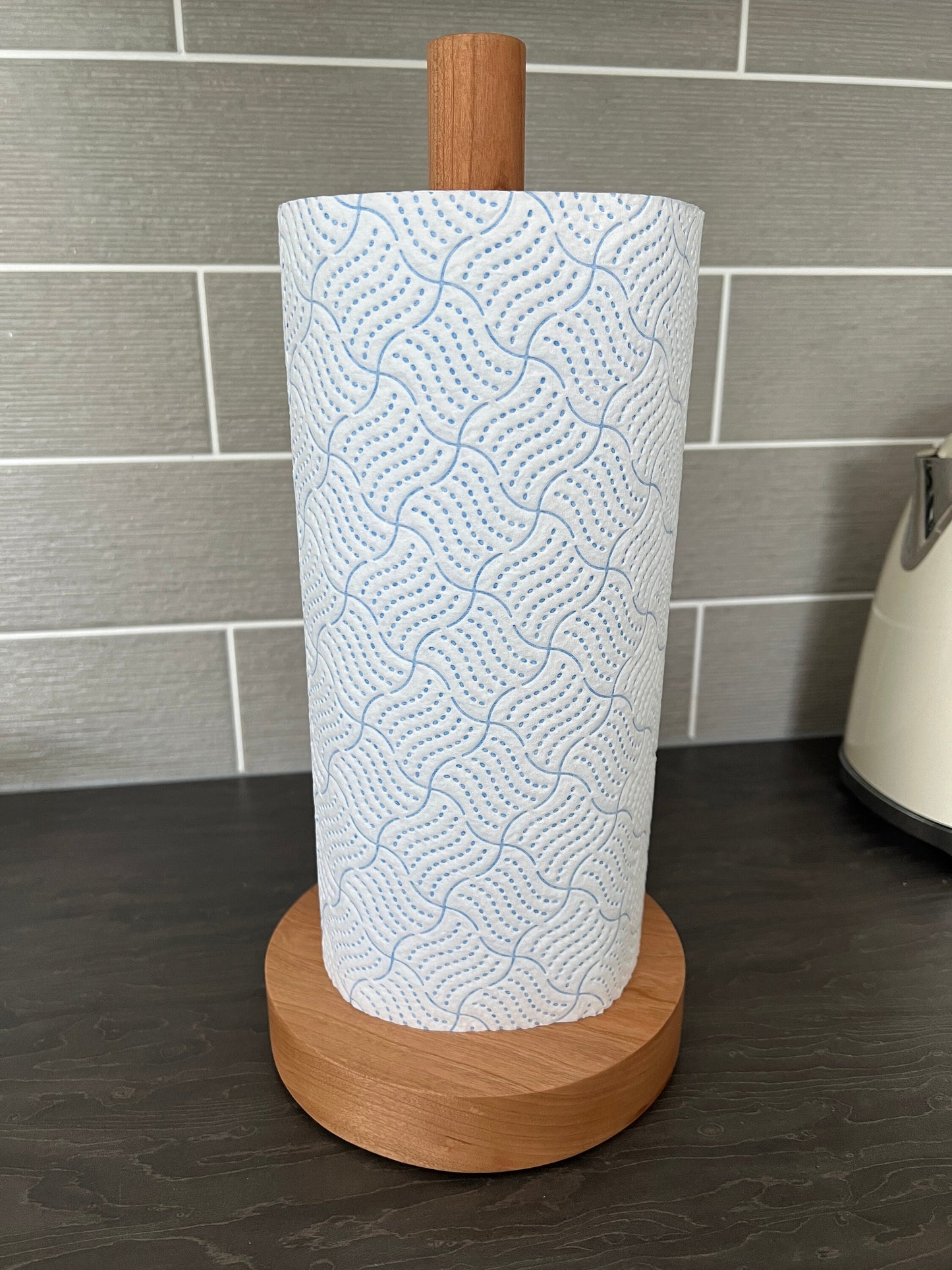 Solid American Cherry Round Kitchen Roll Holder / Toilet Roll Holder