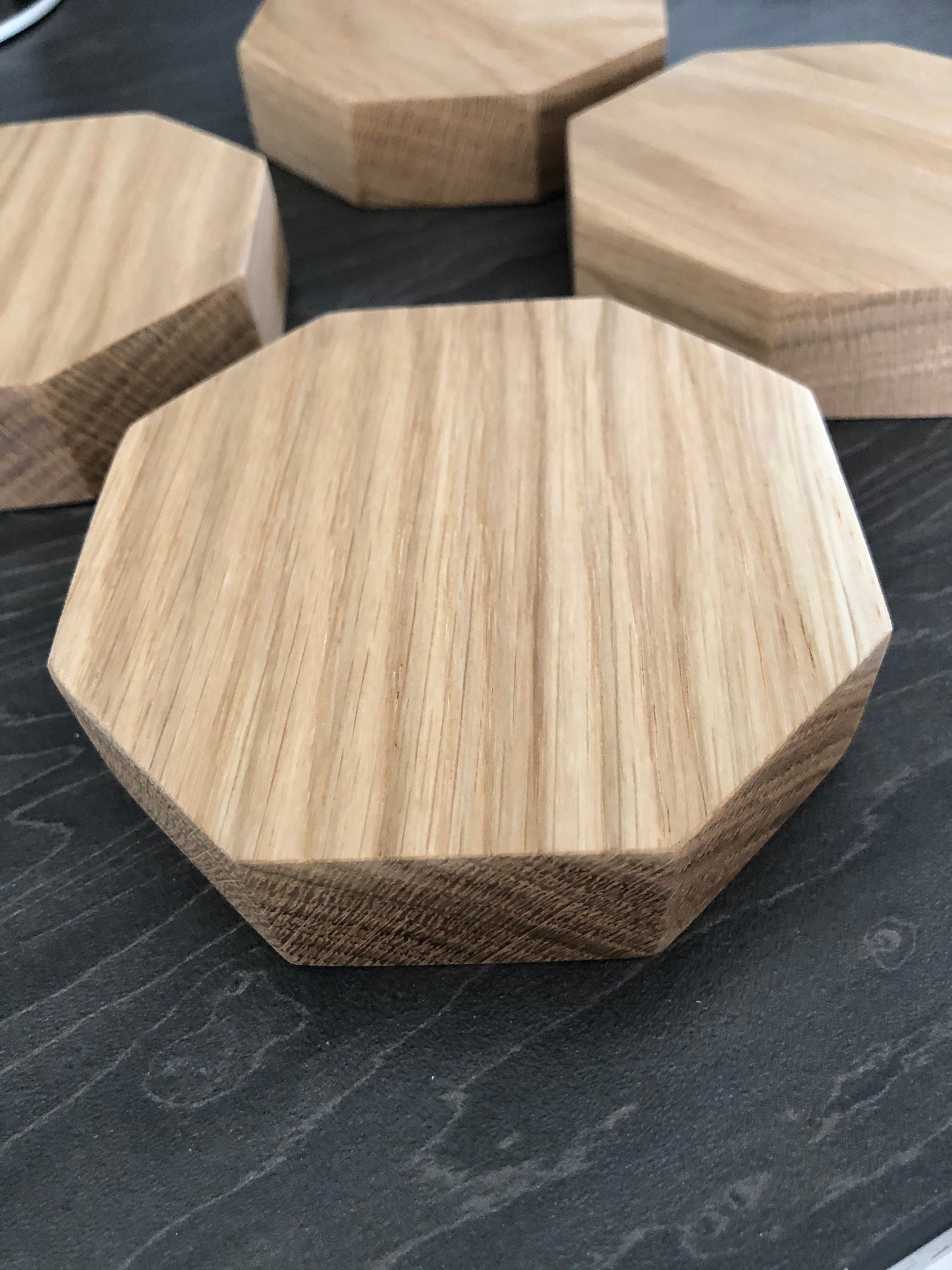 Set of 4 Solid Octagonal shape Oak 'Chunky' Handmade Coasters, ideal gift for new home/wedding/anniversary