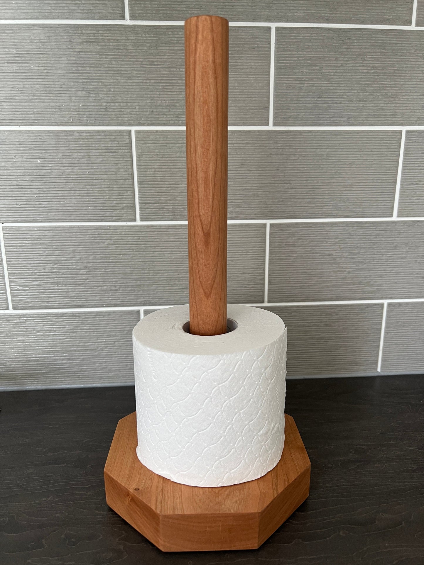 Solid American Cherry Hexagonal Kitchen Roll Holder / Toilet Roll Holder