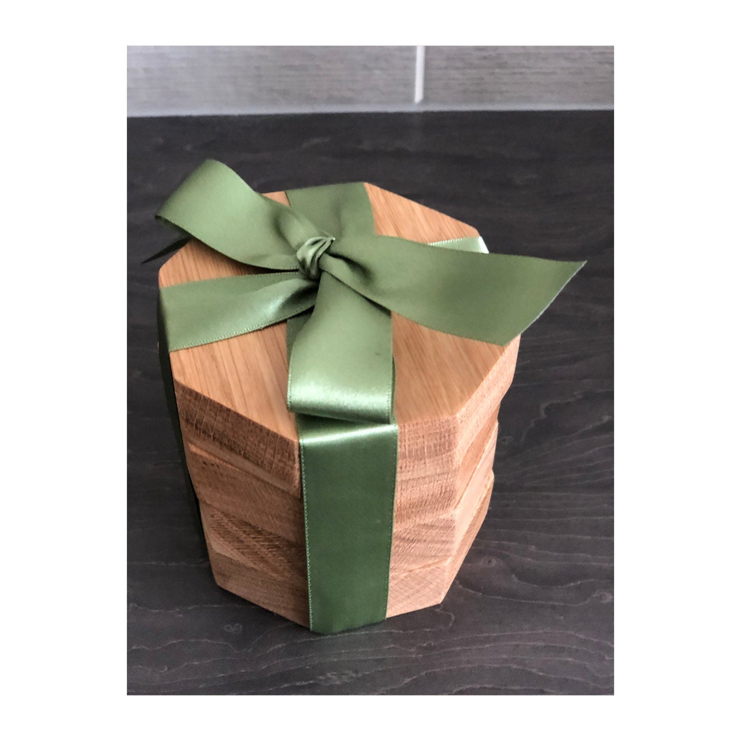 Set of 4 Solid Octagonal shape Oak 'Chunky' Handmade Coasters, ideal gift for new home/wedding/anniversary