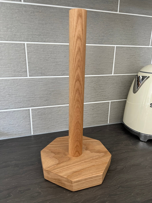 Solid Extra 'Chunky' Oak Hexagonal Kitchen Roll Holder / Toilet Roll Holder
