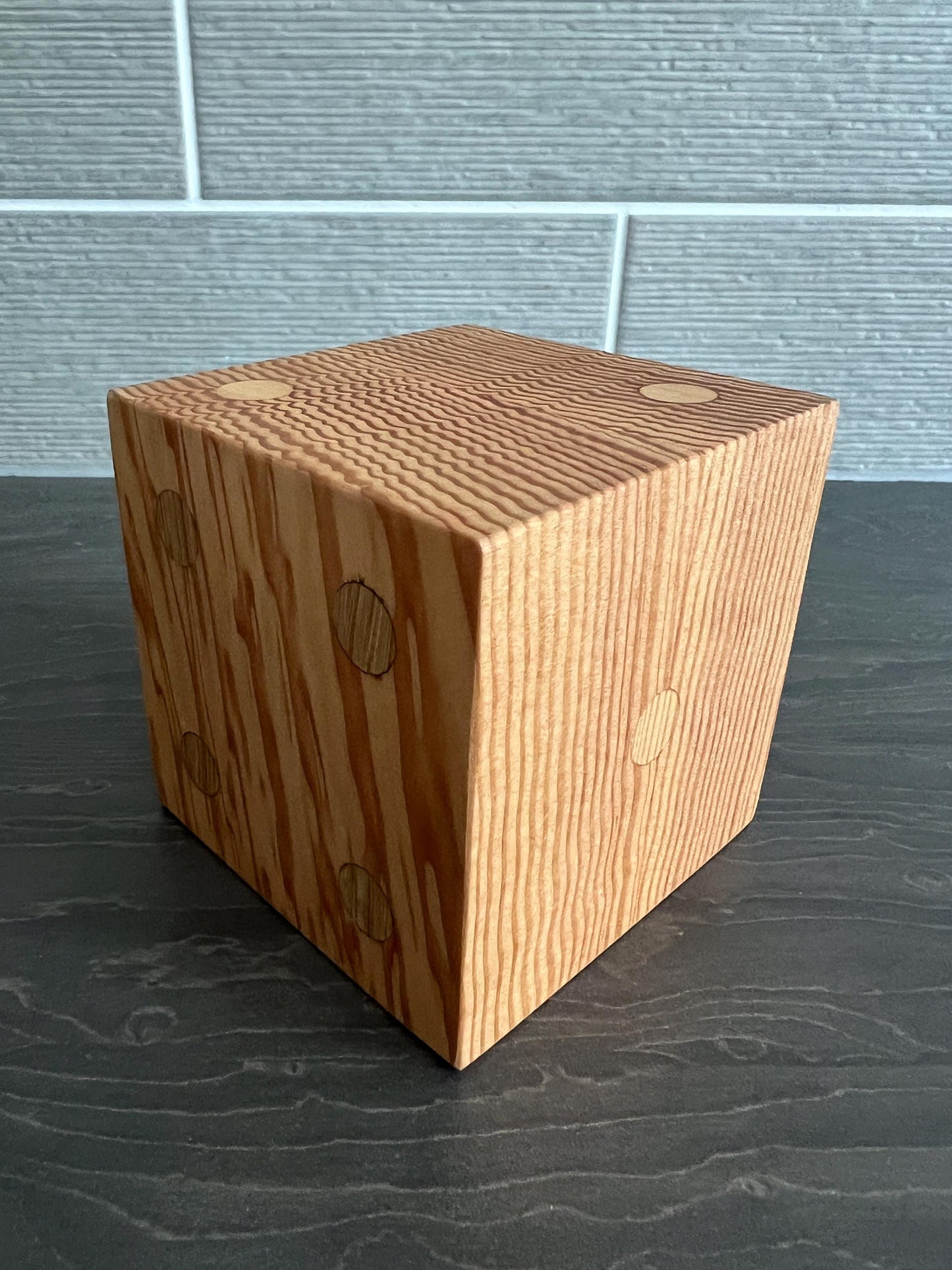 Solid Chunky Douglas Fir with mixed timber Pelleted Spots 8mm x 85mm x 85mm paperweight/home decor idea new home gift