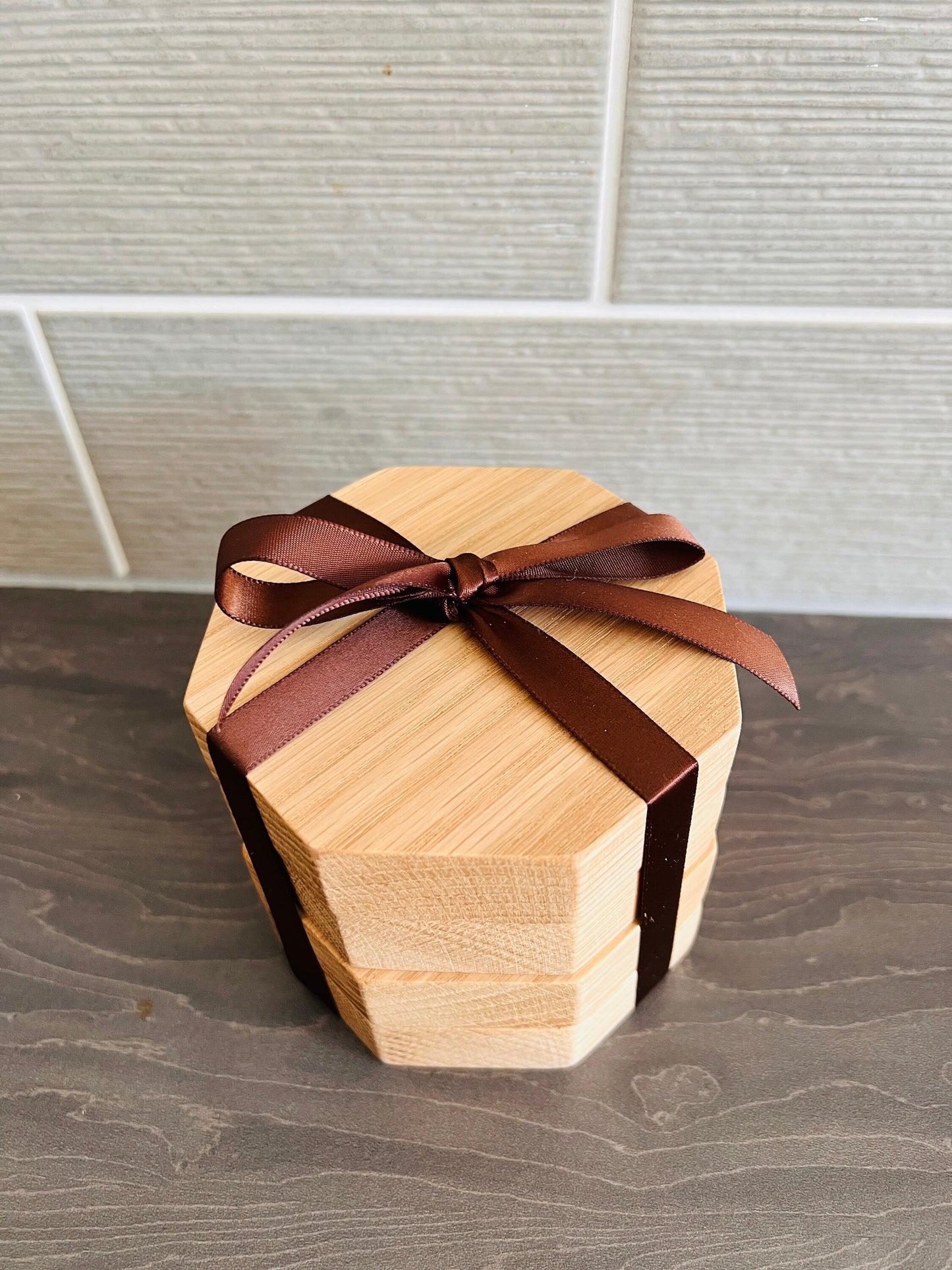 Set of 4 Solid Octagonal shape Oak 'Chunky' Handmade Coasters, ideal gift for new home/wedding/anniversary
