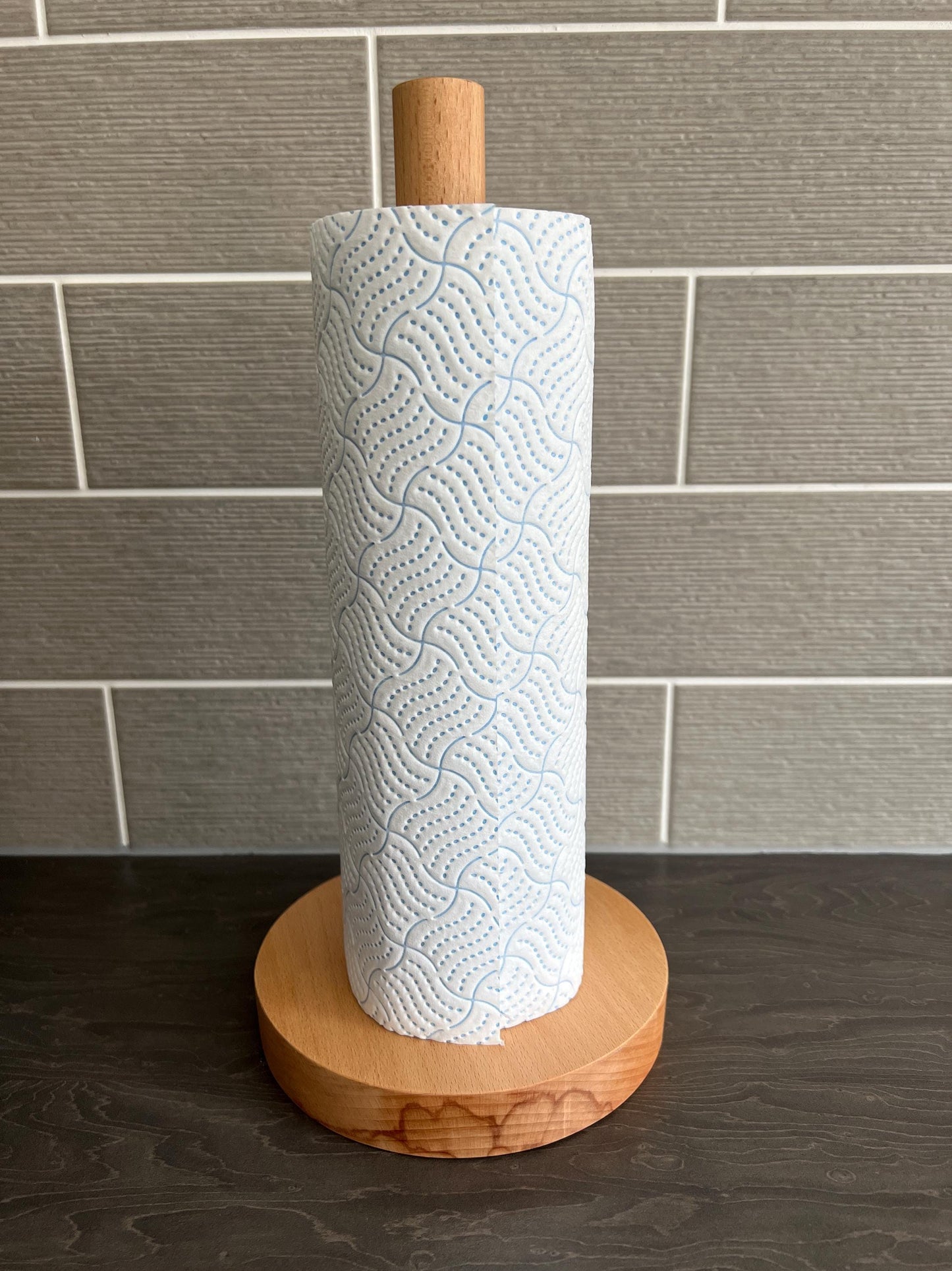 Solid Beech Round Kitchen Roll Holder / Toilet Roll Holder