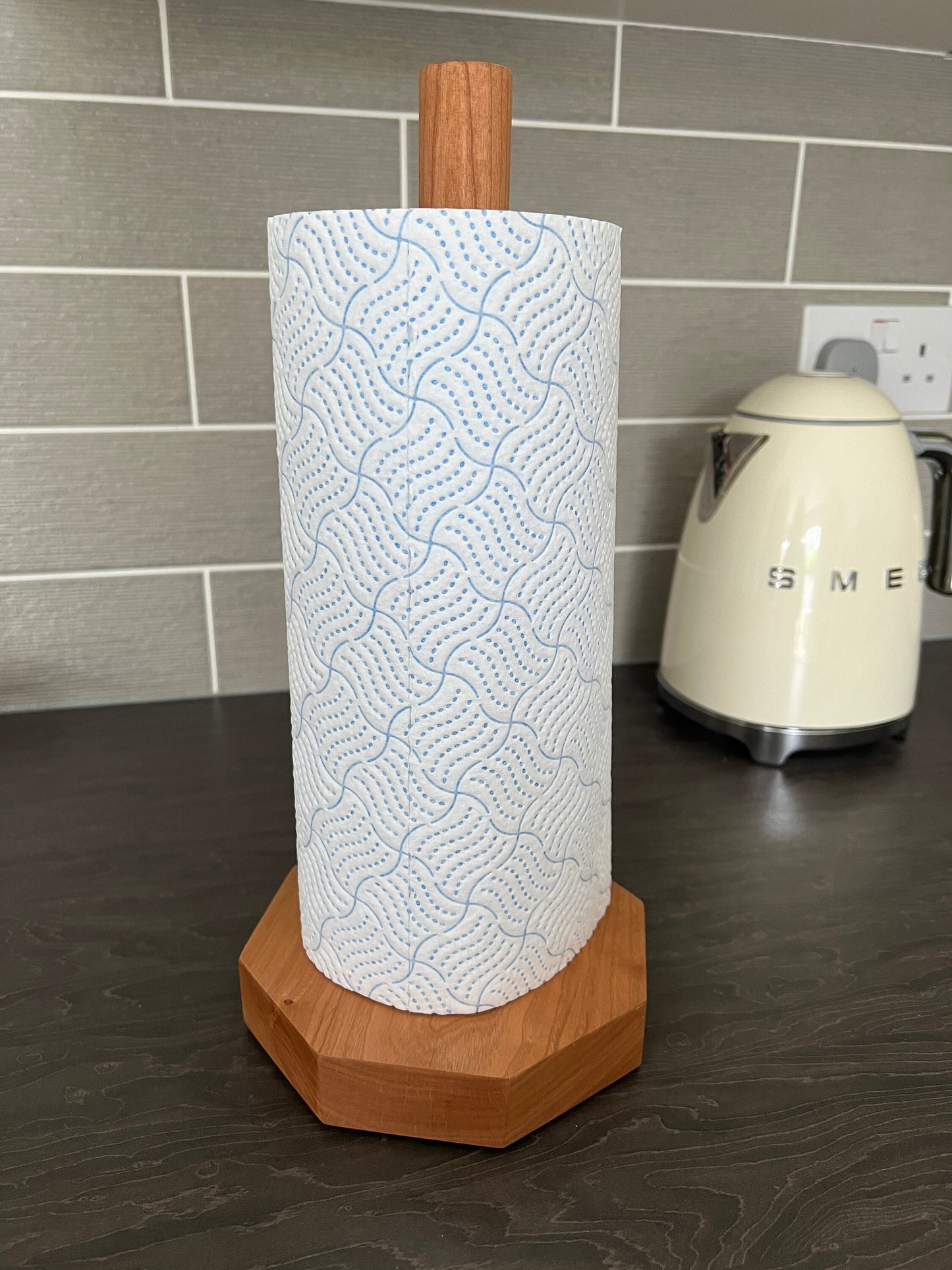 Solid American Cherry Hexagonal Kitchen Roll Holder / Toilet Roll Holder