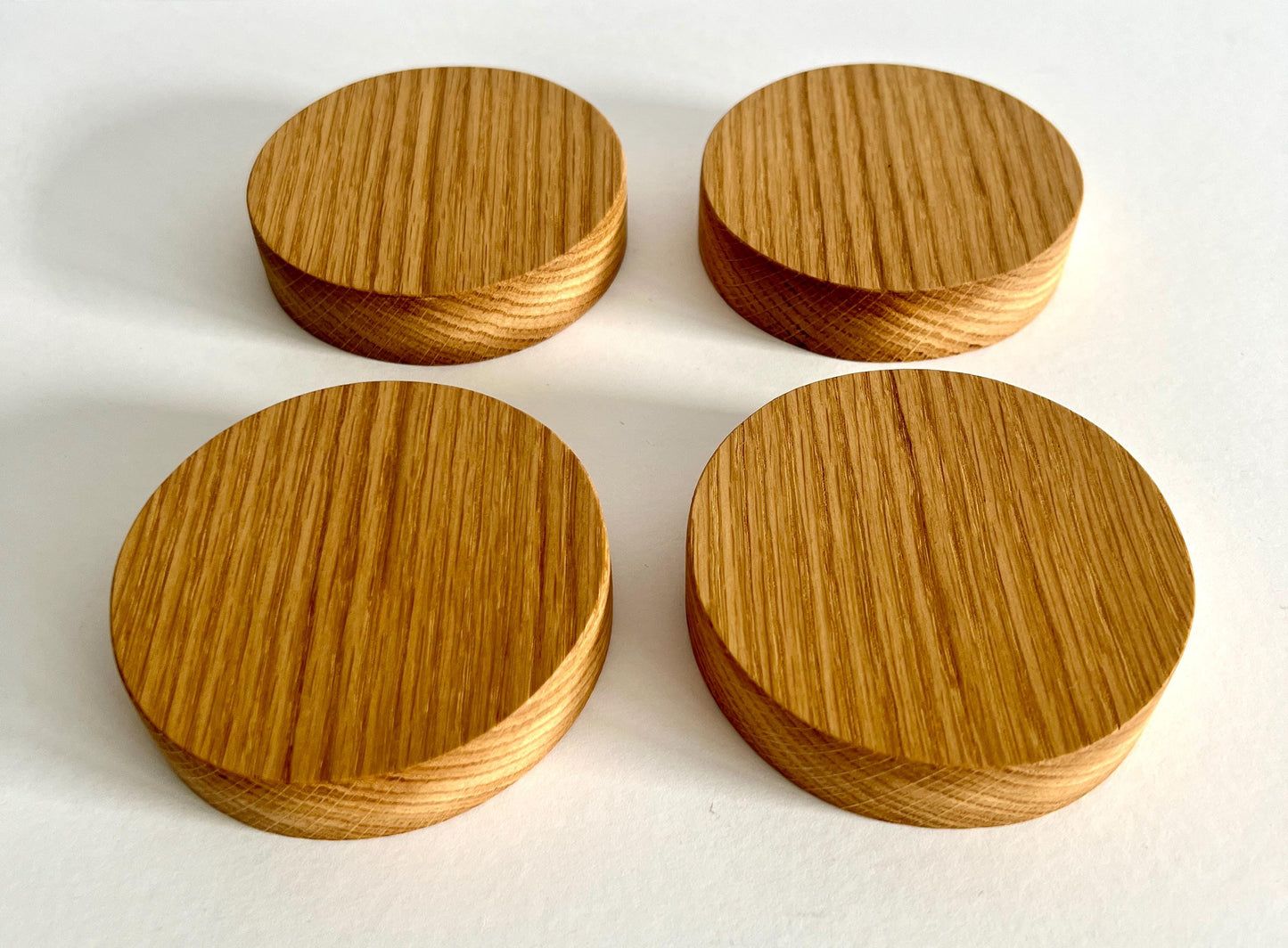 Set of 4 Solid Round Oak 'Chunky' Handmade Coasters, ideal gift for new home/wedding/anniversary