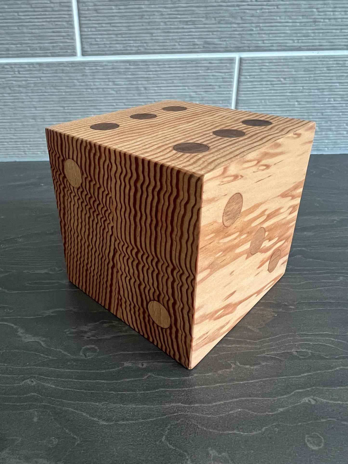 Solid Chunky Douglas Fir with mixed timber Pelleted Spots 8mm x 85mm x 85mm paperweight/home decor idea new home gift