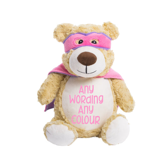 Cubbies Pink Hero Bear, Personalised embroidery