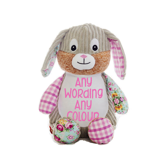 Cubbies Easter Pink Bunny, Plush Toy, Personalised with embroidery wording of your choice, Free p&p ideal gift for any age