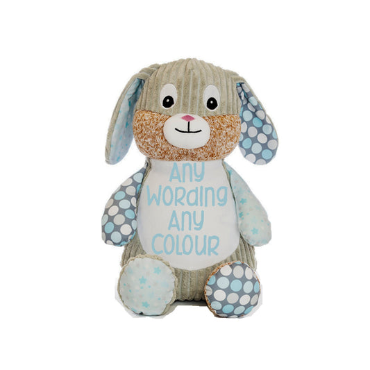 Cubbies Easter Bunny, Plush Toy, Personalised with embroidery wording of your choice, Starry Night. Free p&p ideal gift for any age