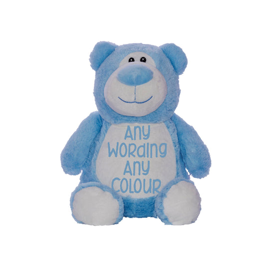 Cubbies Blue Bear, Plush Toy, Personalised with embroidery wording of your choice, Free p&p ideal gift for any age